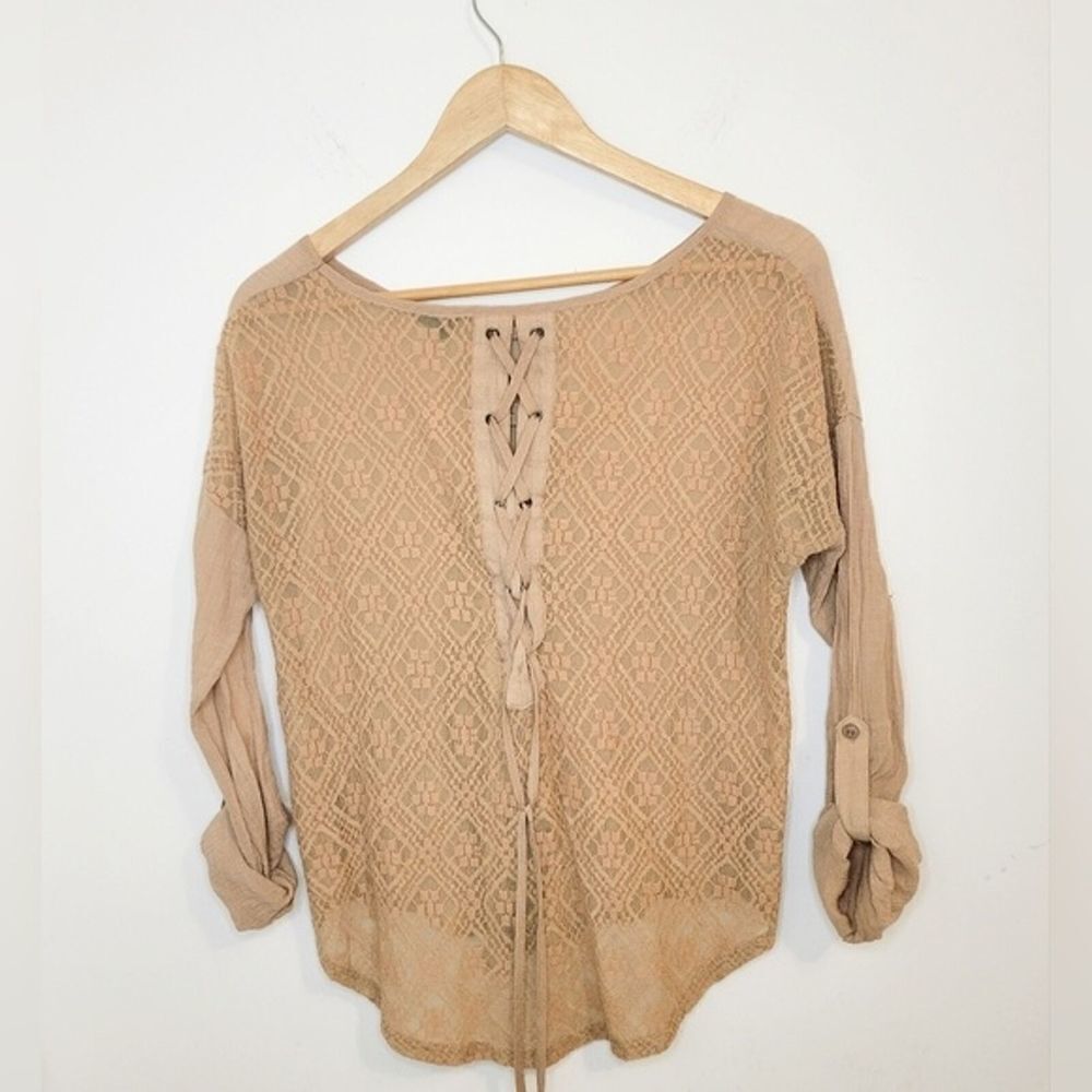 EM Women's Prefix Rope Lace Long sleeve Blouse Size L